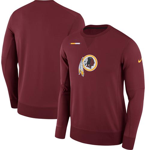 Men's Washington Redskins Nike Burgundy Sideline Team Logo Performance Sweatshirt - Click Image to Close